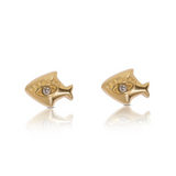 Diamond Evil Eye Fish Studs