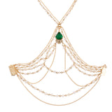 Opal Hand Flower in Emerald & Diamond